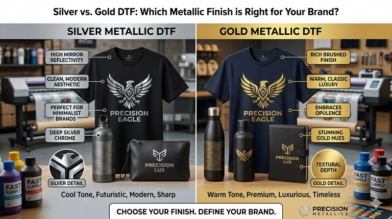 Silver vs. Gold DTF: Which Metallic Finish is Right for Your Brand?