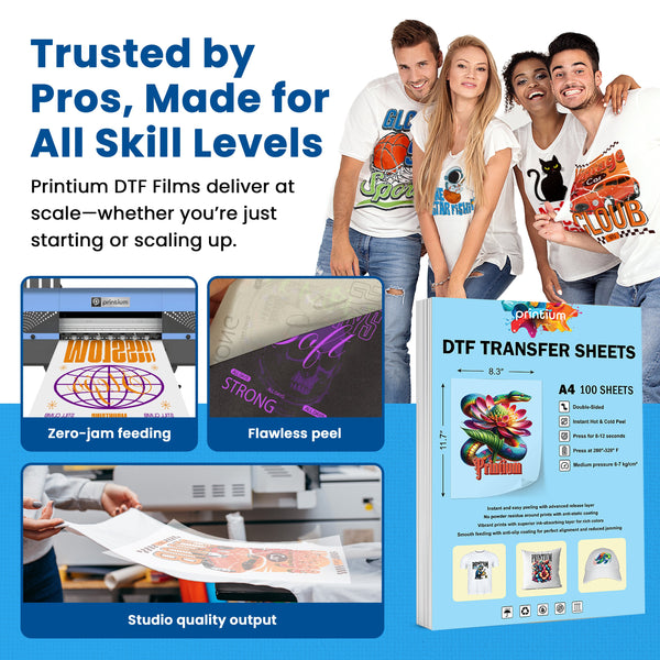 Premium A4 DTF Film Sheets & DTF Powder Bundle – 100-pack A4 DTF Sheets + 2.2 lbs DTF Powder