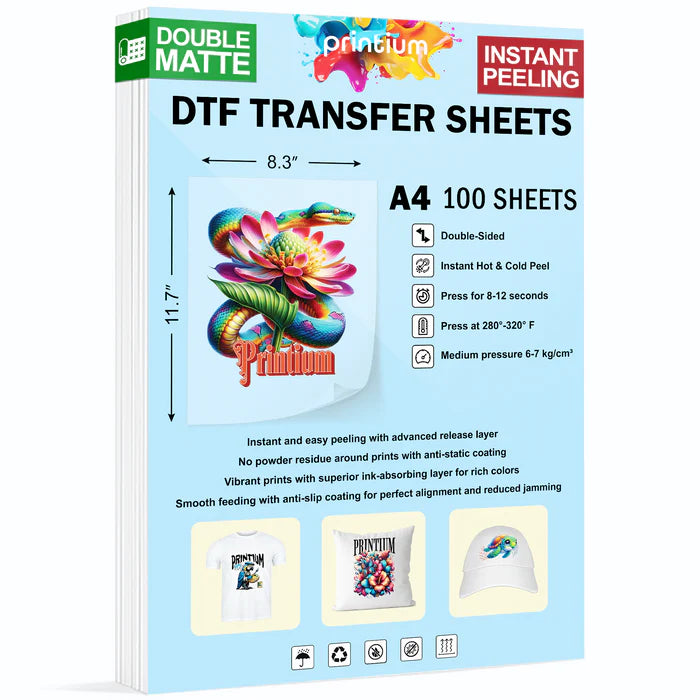 A4 DTF Film Sheets - 8.3" x 11.7" 100 Pack