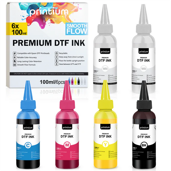 Premium DTF Ink Set - 6×100 ml (3.38 fl oz), CMYKWW