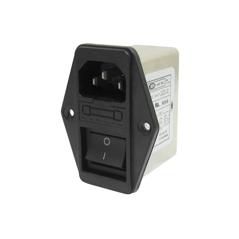 Switched IEC Socket with EMI Filter and Fuse Holder