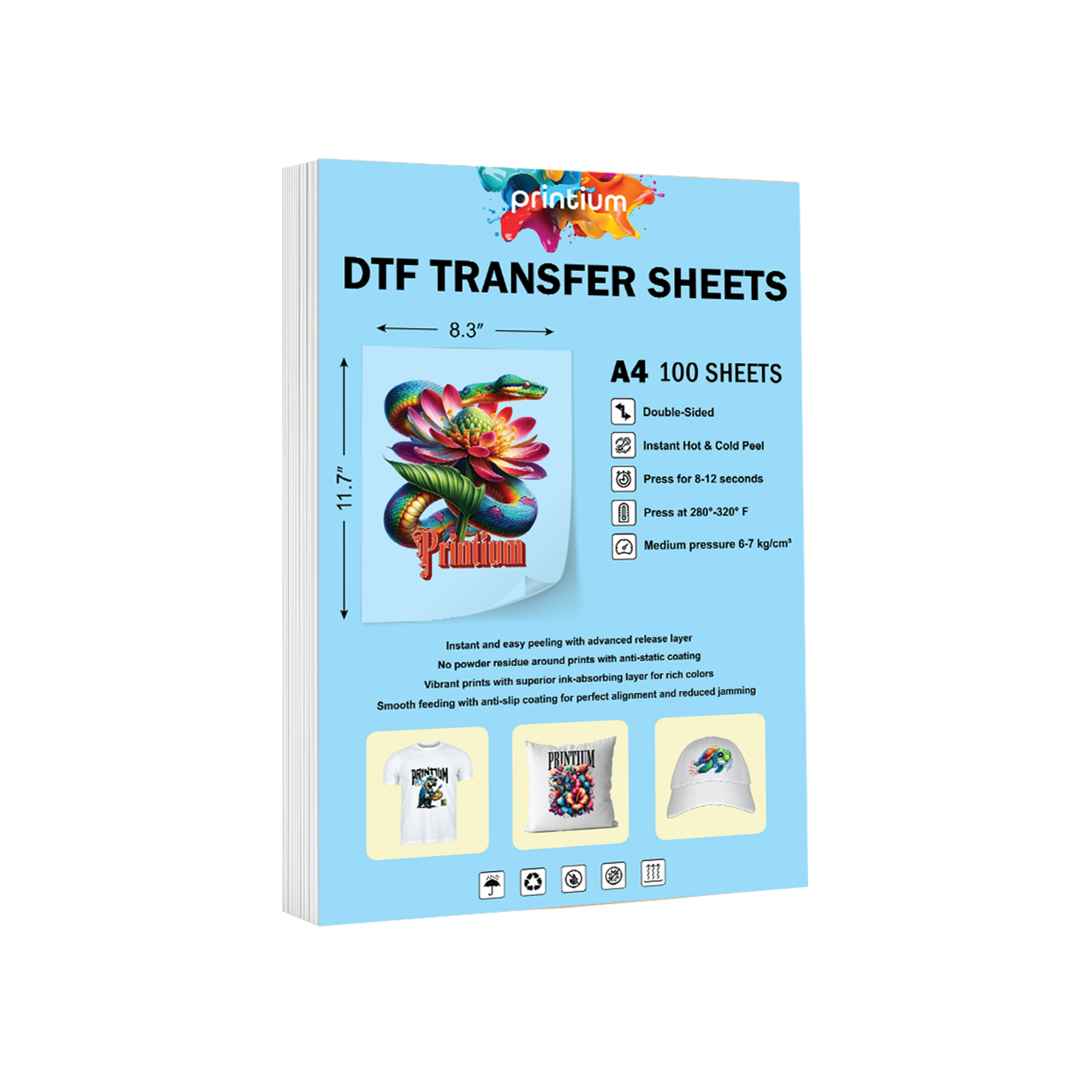 A4 DTF Film Sheets - 8.3" x 11.7" 100 Pack