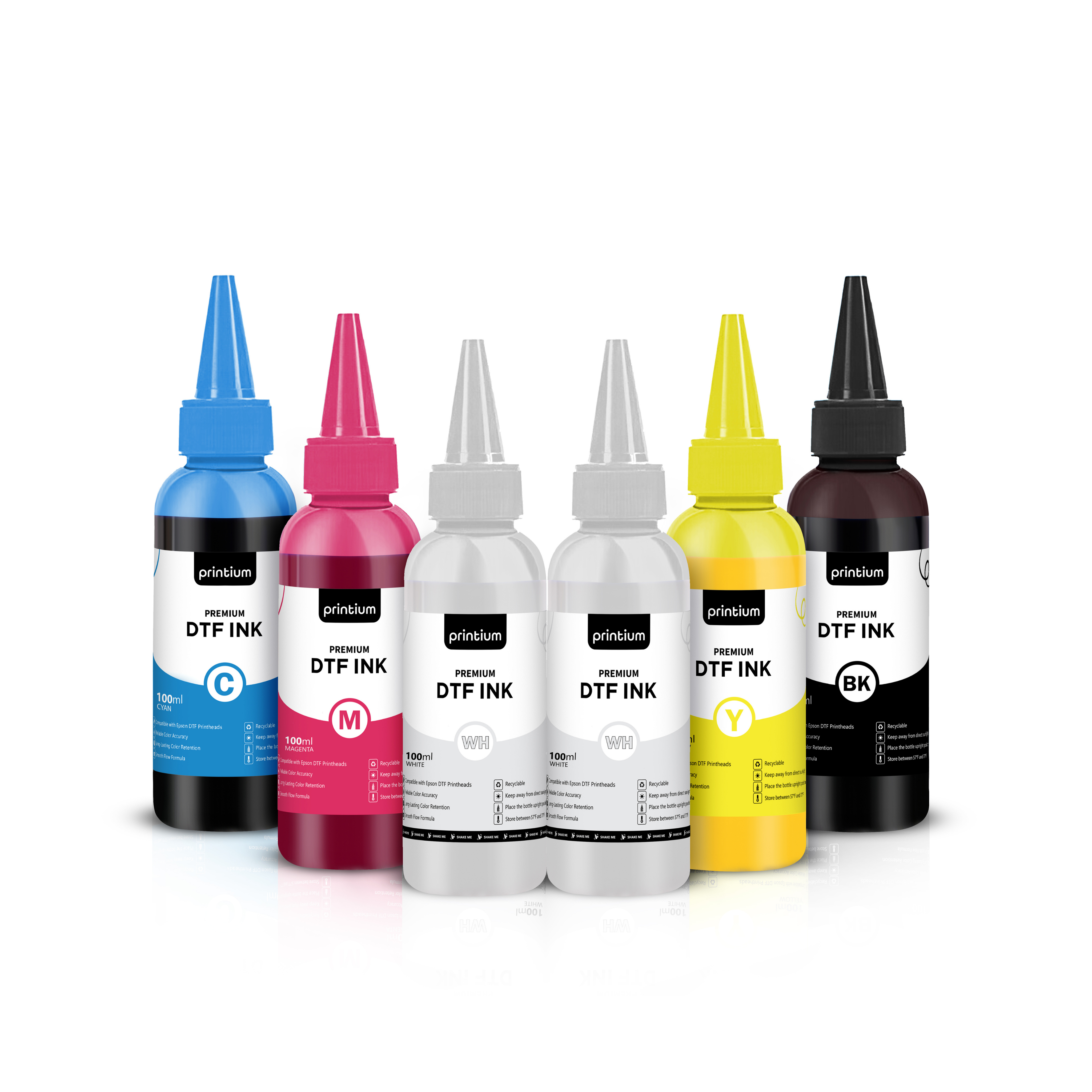 Premium DTF Ink Set - 6×100 ml (3.38 fl oz), CMYKWW