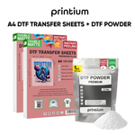 Premium Plus A4 DTF Film Sheets & DTF Powder Bundle – 2 x 100-pack A4 DTF Sheets + 2.2 lbs DTF Powder